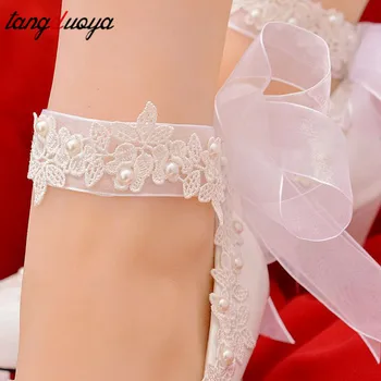 Balta siurbliai moterų batai gėlių perlas vestuvių batai nuotaka aukštakulnius batus, seksuali moteris aukštakulnius zapatos de tacon