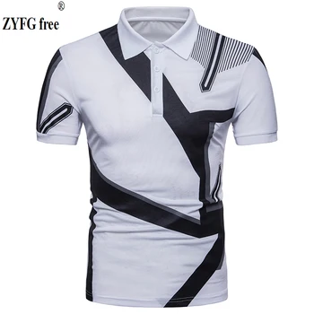 2018 Naujas Viršūnes polo marškinėliai Vyrų Laisvalaikio stiliaus mados prekės ženklo vasaros geometrijos kratinys trumpomis Rankovėmis POLO marškinėliai suknelė vyrų EU/US dydis