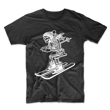 VYRIŠKI Slidinėjimo Marškinėliai - Skeletas Slidininkas Kietas Slidinėjimo T-Shirt Populiarus Tagless Tee Marškinėliai