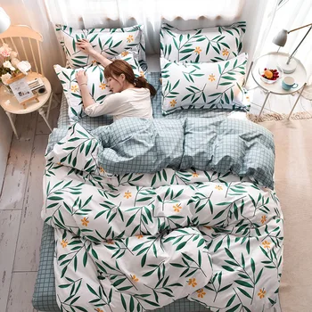 2020 keturių dalių šlifuota arba nešlifuota, sujungta aloe medvilnės antklodė padengti studentų bendrabutyje paklodės trijų dalių namų tekstilės karalienės dydžio rinkinys