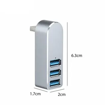 Aliuminio Lydinys Mini 3 Port USB 3.0 Hub Pasukimo USB Skirstytuvo Adapteris, skirtas PC Nešiojamas 667C