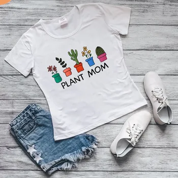 Augalų Mama juokingas t marškinėliai moterims kawaii kaktusas spausdinti moterų balta grafinis t-shirt Mielas draugais augalų mylėtojas dovana lašas laivybos