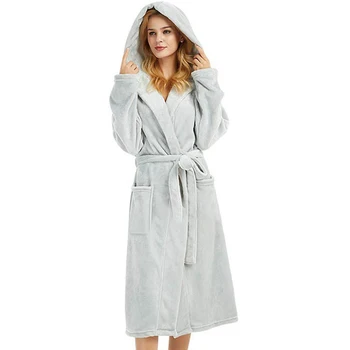 Moterų Kietas Sleepwear Rūbeliai Pliušinis Vilnos Chalatas Su Gobtuvu Moteris Rudens-Žiemos Vonia Nėrinių Skraiste Prarasti Sleepwear Pižama