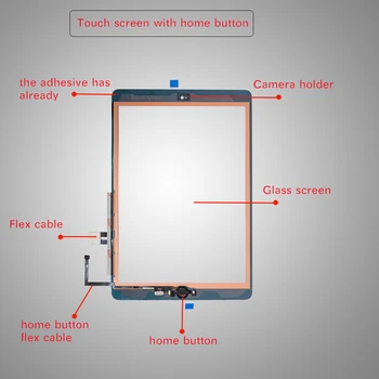 10vnt/daug iPad 9.7 (2018 Redakcija) 6 6 Gen A1893 A1954 Jutiklinis Ekranas skaitmeninis keitiklis Stiklo Su Home Mygtuką