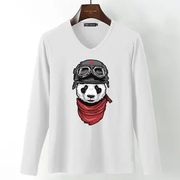 2020 Naujas Stilius Oro Pajėgų Panda Spausdinti Long Sleeve T-Shirts Juokinga Gyvūnų Panda Spausdinti marškinėlius Mens Atsitiktinis Camestas Nemokamas Pristatymas