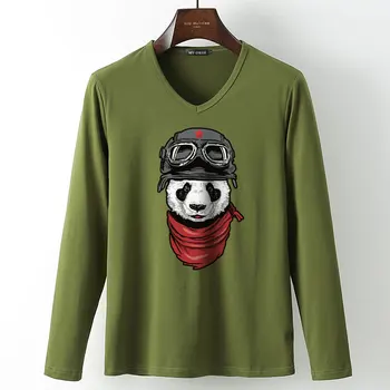 2020 Naujas Stilius Oro Pajėgų Panda Spausdinti Long Sleeve T-Shirts Juokinga Gyvūnų Panda Spausdinti marškinėlius Mens Atsitiktinis Camestas Nemokamas Pristatymas