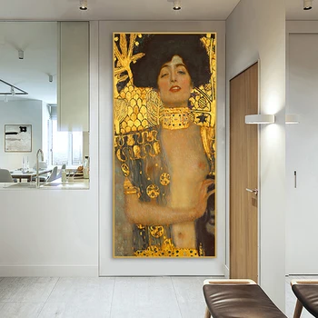 Judita ir Holofernes Gustav Klimt Klasikinis Kūrinys Spausdinti Paveikslai Tapyba Plakatų Ir grafikos Aukso Sienos Nuotraukas, Namų Dekoro
