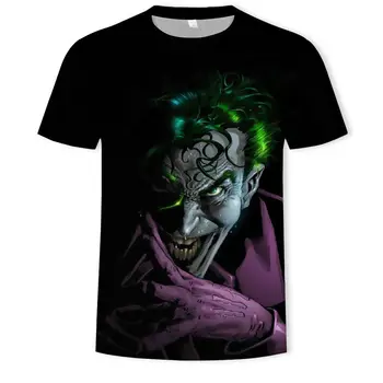 3D klounas T-shirt Vyrai Joker 3D Full Spausdinimo Mados Tees Marškinėliai Vasaros Viršūnes S-5XL