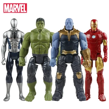 30cm Marvel Keršytojas Žaislai Thanos Hulk Buster Geležinis Žmogus Kapitonas Amerika, Toras Wolverine Black Panther Action Figure Lėlės