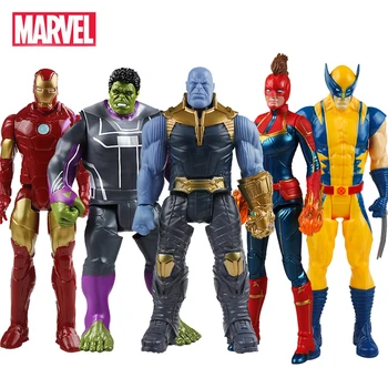 30cm Marvel Keršytojas Žaislai Thanos Hulk Buster Geležinis Žmogus Kapitonas Amerika, Toras Wolverine Black Panther Action Figure Lėlės