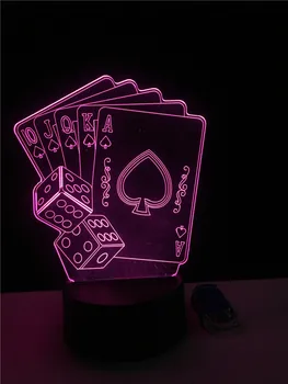 Magija Pokerio Kambarių Magas Naktį Šviesos 3D LED USB Spalvotų Žaidimas šalis Dekoratyvinis cirko Apšvietimo Atmosfera Stalo Lempa