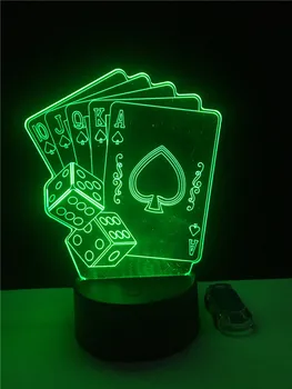 Magija Pokerio Kambarių Magas Naktį Šviesos 3D LED USB Spalvotų Žaidimas šalis Dekoratyvinis cirko Apšvietimo Atmosfera Stalo Lempa