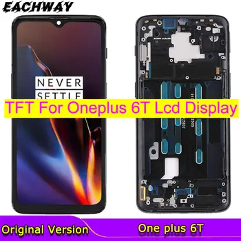 TFT Ekrano OnePlus 6T LCD Ekranas Jutiklinis Ekranas skaitmeninis keitiklis Asamblėjos Vienas Plius 6 T A6010 A6013 Pakeisti OnePlus 6 T LCD