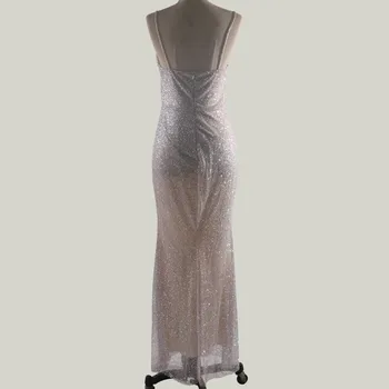 2020 Vakare Šalis Suknelė Moterims Seksualus Blizgančiais Giliai V Kaklo, Rankovių Spageti Dirželis Atgal Tuščiaviduriai Ilgos Suknelės Elegantiškas Maxi Suknelė