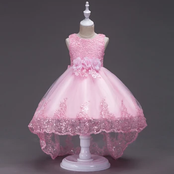 Bud Šilko Gėlių Mergaitės Suknelė Naujas Vasaros Princesė Suknelės Mergaitėms Vestuvių Suknelė Vaikų Gimtadienio Suknelė Ilga Uodega Kostiumai
