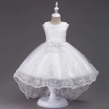Bud Šilko Gėlių Mergaitės Suknelė Naujas Vasaros Princesė Suknelės Mergaitėms Vestuvių Suknelė Vaikų Gimtadienio Suknelė Ilga Uodega Kostiumai