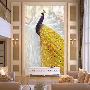 Custom Foto Tapetai Europos Stiliaus Aukso Povas Freskos Kinų Stiliaus Kambarį Įėjimo Koridorius Namų Dekoro 3D Sienų Tapyba