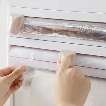 Plastikiniai Šaldytuvas Kabintis Plėvelės Pjaustymo Stalčiuko Wrap Cutter Virtuvės Alavo Folija, Popierinių Rankšluosčių Laikiklį Plastikinės Lentynos Pakabinti Turėtojas