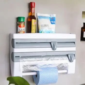Plastikiniai Šaldytuvas Kabintis Plėvelės Pjaustymo Stalčiuko Wrap Cutter Virtuvės Alavo Folija, Popierinių Rankšluosčių Laikiklį Plastikinės Lentynos Pakabinti Turėtojas