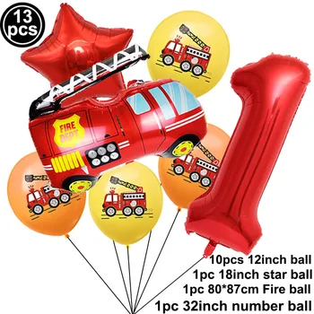 13pcs/set 2 3 Gimtadienio Fire Truck Lateksiniai Balionai 32INCH Raudona Skaičius Baloons Baby Shower Ugniagesiai Gimtadienio Apdaila