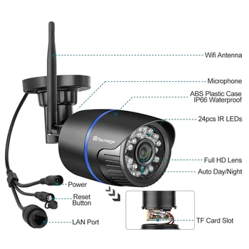 Techage 1080P 2MP, Belaidžių IP kamerų ir SPINDULIŲ Naktinio Matymo Garso Įrašo P2P Onvif Vaizdo Apsaugos Wifi, Kamera, Lauko Stebėjimo kamerų