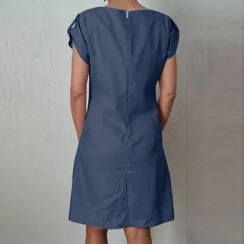 SAGACE 2019 Moterų Atsitiktinis Suknelė, Kietas Susiėmę Kišenės V-Kaklo Shift Medvilnės mygtuką kišenės, Sagomis-dekoras Seksualus Suknelės Moterų Suknelė