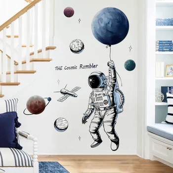 Kūrybos Erdvės Planetos Kosmonautas Siena Lipdukas Vaikams Kambariai Berniuko Miegamojo Sienos Lipdukai 