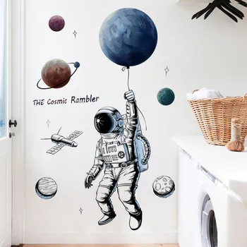 Kūrybos Erdvės Planetos Kosmonautas Siena Lipdukas Vaikams Kambariai Berniuko Miegamojo Sienos Lipdukai 