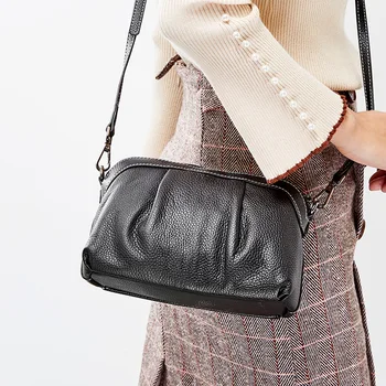 Zency Naujas Modelis Moterų Messenger Bag Natūralios Odos Aukštos Kokybės Mažų Hobos Krepšiai Kasdien Atsitiktinis Lady Pečių Maišą, Juoda Pilka