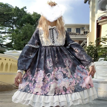 Svajonė Harajuku Cosplay Moterų Lolita Dress Japonijos Minkštas Sesuo Gotikos Dream catcher šviesos op suknelė moterų kasdien Mielas Suknelė