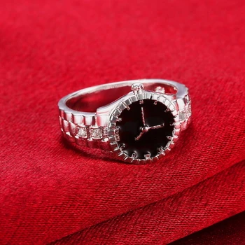 925 Sterlingas Sidabro AAA Cirkonis Žiūrėti Formos Žiedas, Skirtas Moterų Mados Vestuvių Dalyvavimo Šalies Dovanų Žavesio Papuošalai