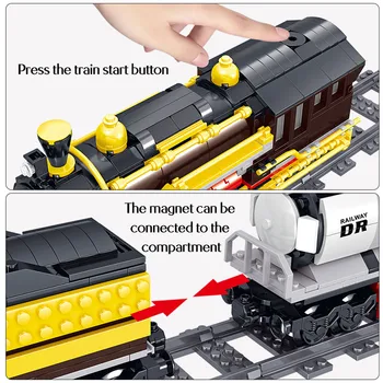 1464PCS Miesto Traukiniu Geležinkelio Modelio Blokai įrangos pardavimas, biuro įrangos Traukinio Bėgių Elektros greitųjų Geležinkelių Plytų Žaislai Vaikams