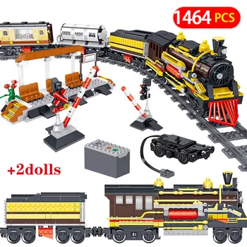 1464PCS Miesto Traukiniu Geležinkelio Modelio Blokai įrangos pardavimas, biuro įrangos Traukinio Bėgių Elektros greitųjų Geležinkelių Plytų Žaislai Vaikams