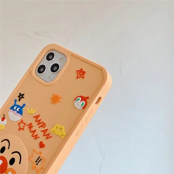 Japonijos Animacinių filmų Mielas Anpanman Baikinman 3D Silicio Atveju iPhone 12 11 Pro X Xs Max XR 8 7 Plius Square Soft Pora Telefono Dangtelį