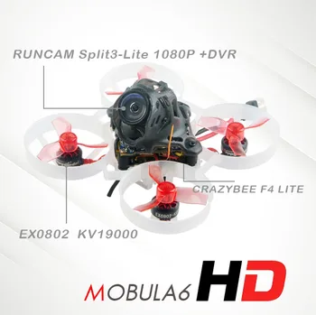 27Gram Happymodel Mobula6 HD 65mm Crazybee F4 Lite Runcam Split3 Lite 1080P DVR EX0802 KV19000 1S 5.8 G 25mw FPV Tinywhoop Drone