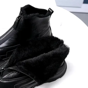 Žiemos Naujas Mados Vyras, Aukštos Kokybės Armijos Kovos Stilių Vilnos Kailis Šiltas Sneaker natūralios Odos Juodi Batai, Prekės Kulkšnies Sniego batai