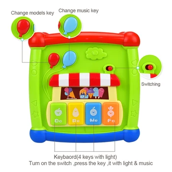 Pastato Bendrosios Ankstyvojo Ugdymo Šešių pusių Langelį Vaiką Kūdikio Vienerių Metų Dėlionės Formos Atitikimo Žaislas BabyToys Platic Muzikiniai Žaislai