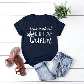 2020 Karantine Gimtadienį Karalienė T-shirt Moterims, Socialinis Atskyrimas Marškinėliai, Gimtadienio Tee Mielas Intravertas Marškinėliai