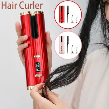 Belaidžiu Automatinė Hair Curler geležies belaidžio Garbanoti Geležies USB Įkrovimo Oro Curler už Garbanos, Bangos LCD Ekranas Garbanotas Įrankis