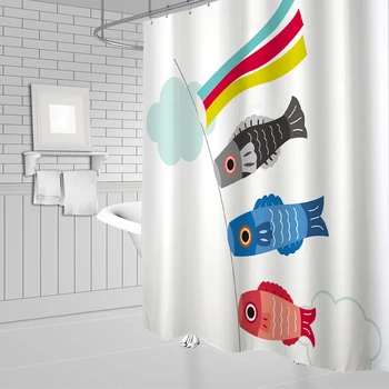 Japonija Karpis Reklama Japoniško stiliaus Lucky Katė Spausdinti Vonios Užuolaidos Vonios kambarys Maudymosi Padengti Dušo Užuolaidos su 12 vnt. Kabliukų