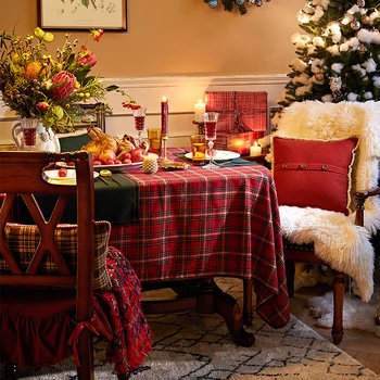 Kalėdų dekoracijos namų apskritojo stalo Baffalo staltiesė Pledas stalo audinio danga šalis vestuvių viešbutyje