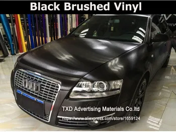 Tamsiai pilka Metallic Šlifuoto Aliuminio Vinilo automobilių Apvyniokite Plėvele automobilių lipdukas Dark black metalo vinilo automobilių lipdukas 10/20/30/40/50/60x152CM