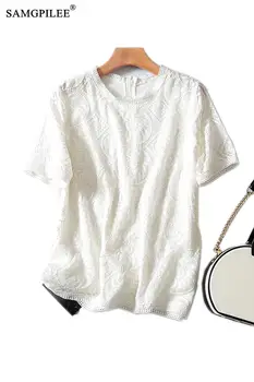 2020 Moterų Vasaros Drabužių T-shirt Prekės ženklo Moterų Atsitiktinis Nėrinių Trumpas Negabaritinių Marškinėliai Nėrinių Kietas O-kaklo T-shirt Moterims, 5XL 6XL