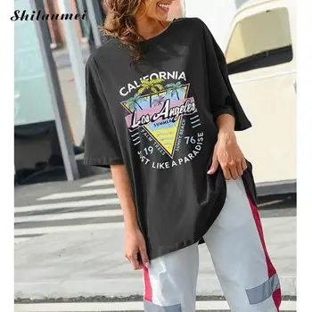 T-Marškinėliai Moterims Harajuku Laisvalaikio Paprasta Visų Rungtynių Prašmatnus Hip-Hop Streetwear Ilgai Moteriški Prarasti Draugą T-Shirt Pusė Rankovės Tees