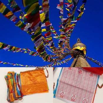 30PCS Religines Vėliavas Tibeto Budistų Prekių Spalva Spausdinimo Maldos Vėliavos Dirbtinio Šilko Tibeto Plaučių Ta Reklama Raštus