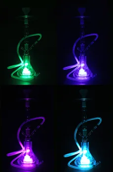 Akrilo Shisha Kaljanas Rinkinys su LED Šviesos, Vandens Rūkymas Vamzdis su Cermica Dubenį,Silikoninės Žarnos, Metalo ir Medžio Žnyplės Narguile