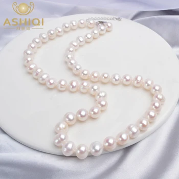 ASHIQI Natūralių Gėlavandenių Perlų Vėrinį Prie Apvalių Perlų Papuošalai Moterims, Vestuvių Dovanos Naują 2020 Metų Tendencija