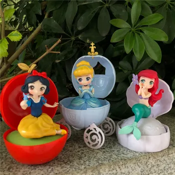 3 vnt/set kapsulė žaislų, Kūrybinės Princesė snieguolė Undinė lėlės dovana vaikams Pyragas apdaila žaislas mergina