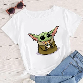 Disney Elegantiškas marškinėliai Juokinga Kūdikis Yoda Kawaii Moterų Drabužius 