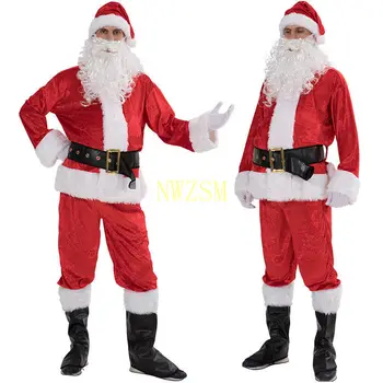 Cosplay kostiumų Prekės 5VNT Kalėdų Senelio Kostiumas Vyrų, Moterų Kostiumas, Kalėdinis vakarėlis Apranga Patinka Kalėdos Suknelė